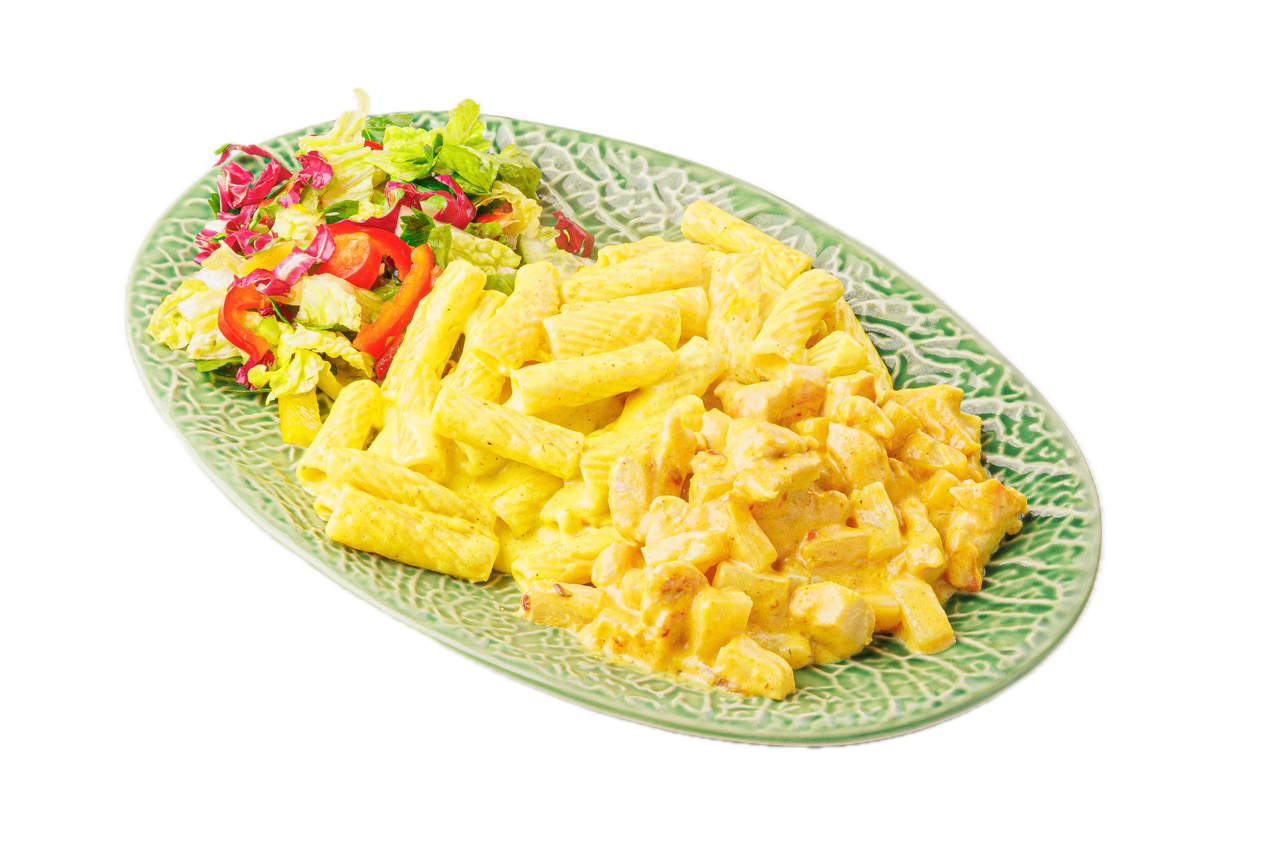 Foto von Penne in gelber Cremesauce